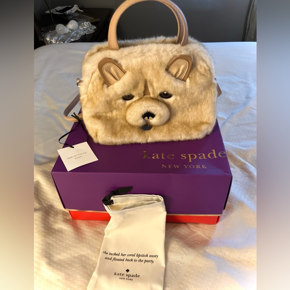 Kate Spade Cream Faux Fur Chow Chow Year of the Dog Purse